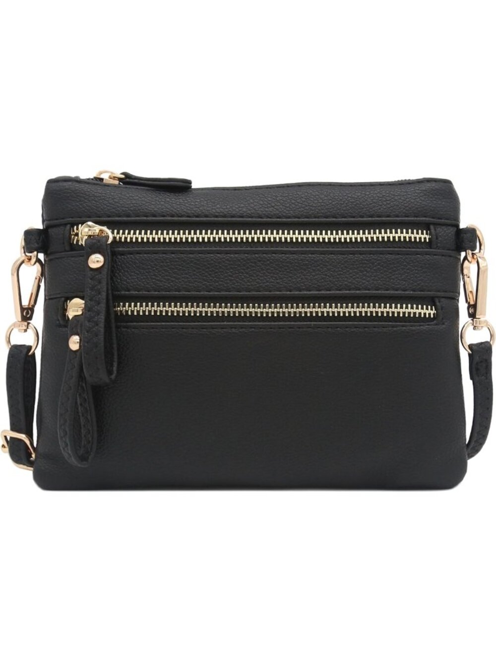 Stylish Multi-Zipper Pocket Small Wristlet Crossbody Bag for Everyday Use